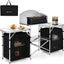 Mesa cocina plegable aluminio para acampar con parabrisas
