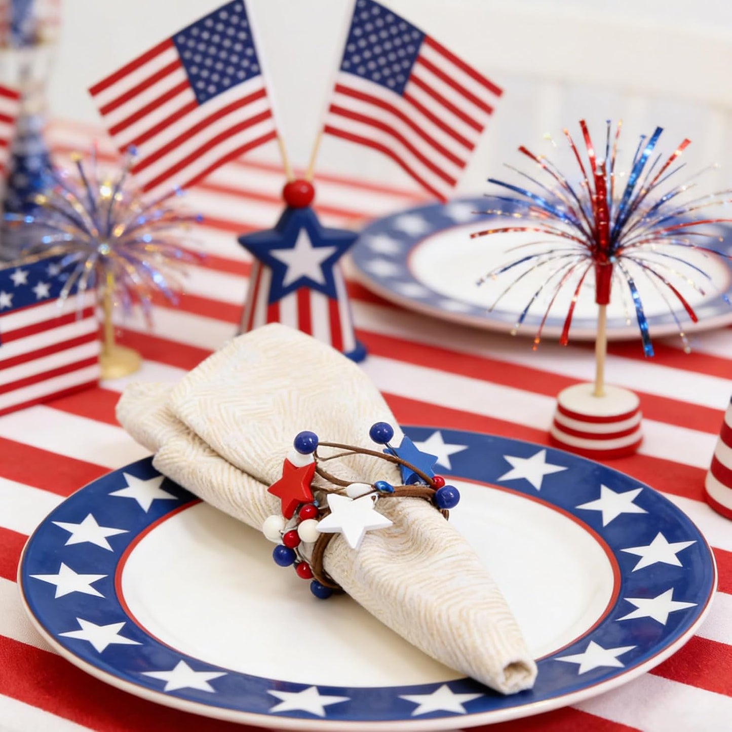 Anillos para servilletas 4 de julio set de 6 decoraciones patrióticas
