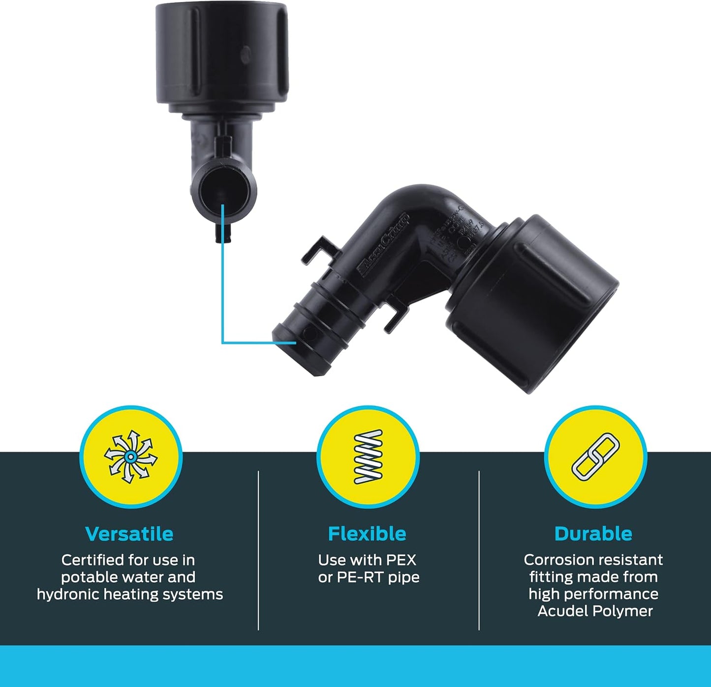 Adaptador codo crimpado PEX 1/2x1/2 pulg pack 5