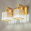 Lámpara cristal pared baño 2 luces color dorado
