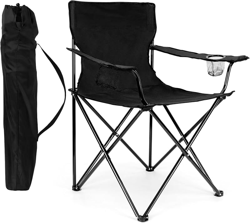 Silla camping plegable extra grande con portavasos para adultos
