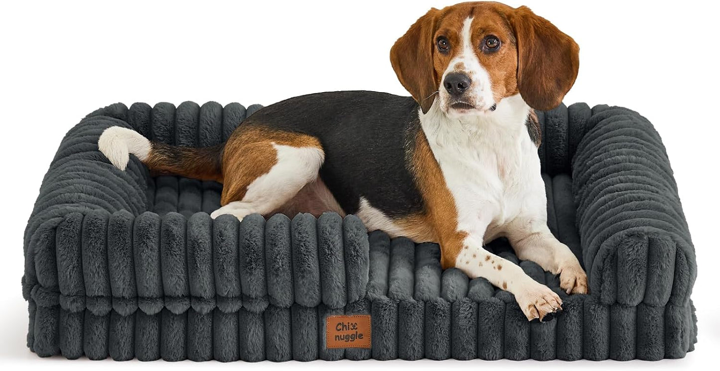 Cama ortopédica perro grande con cojín felpa y funda sintética
