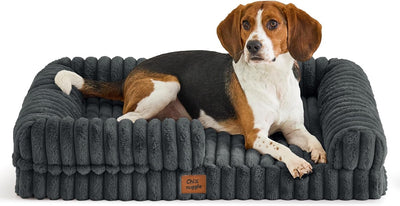 Cama ortopédica perro grande con cojín felpa y funda sintética