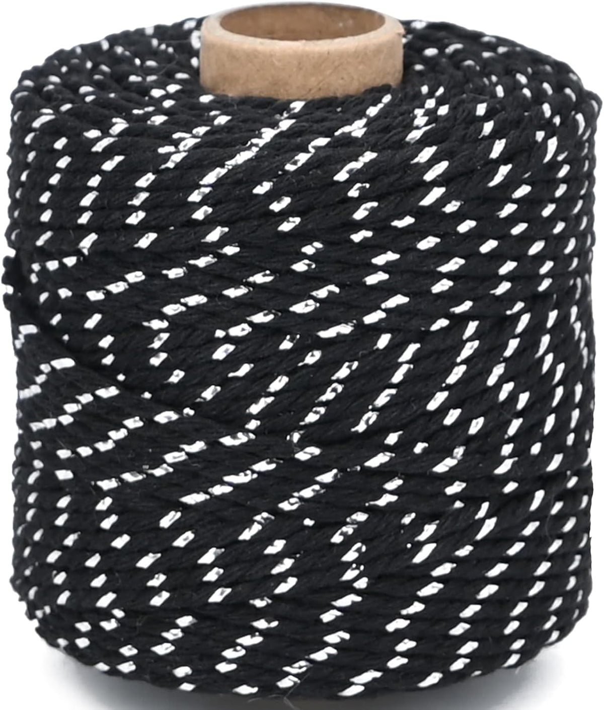 Cuerda algodón plateado y negro 164pies 0.079pulg para manualidades