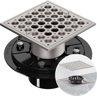 Drenaje ducha 4pulg cuadrado acero inox SUS304 níquel cepillado