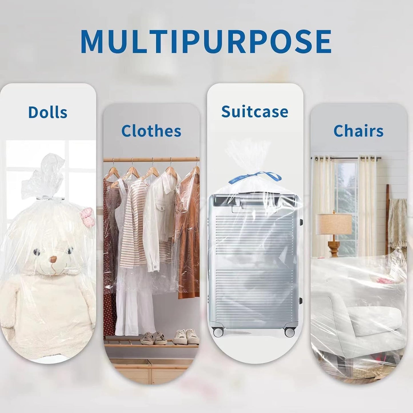 12 Bolsas Almacenamiento Transparentes 40x60" Impermeables