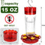 Comedero vidrio colibríes 15oz 5 puertos rojo