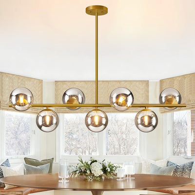 Lámpara comedor Sputnik 7 luces burbujas doradas gris 43pulg