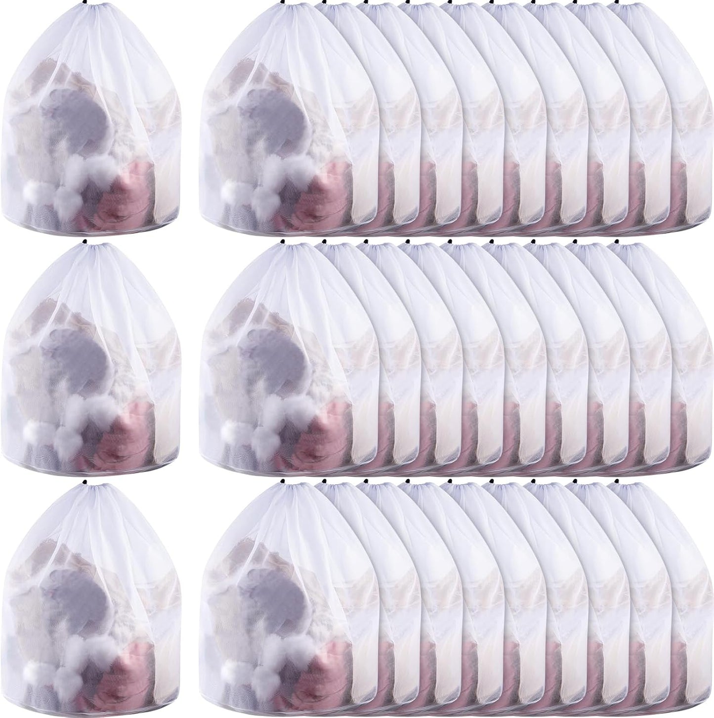 24 Bolsas Lavandería Malla 24x32pulg Con Cordón Resistente