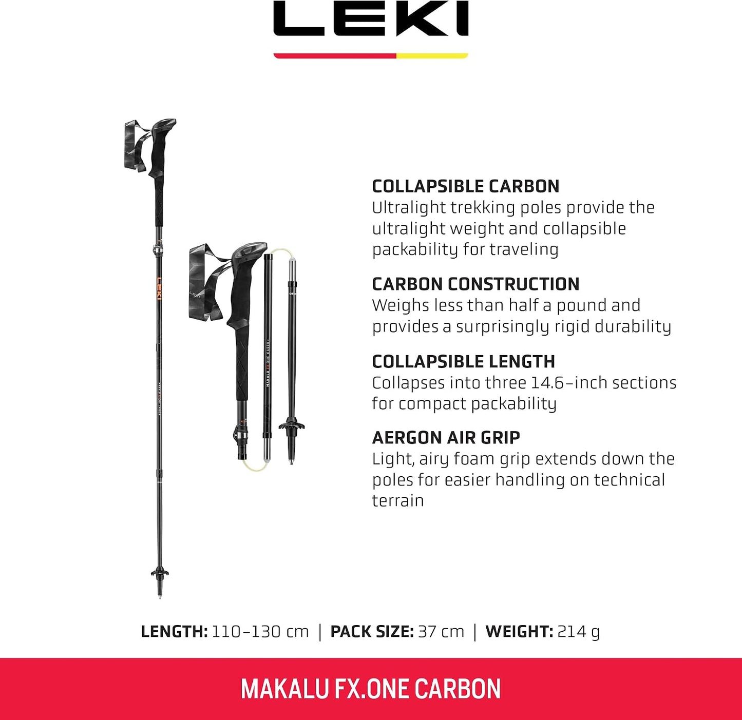 Bastones senderismo ajustables de carbono ligeros