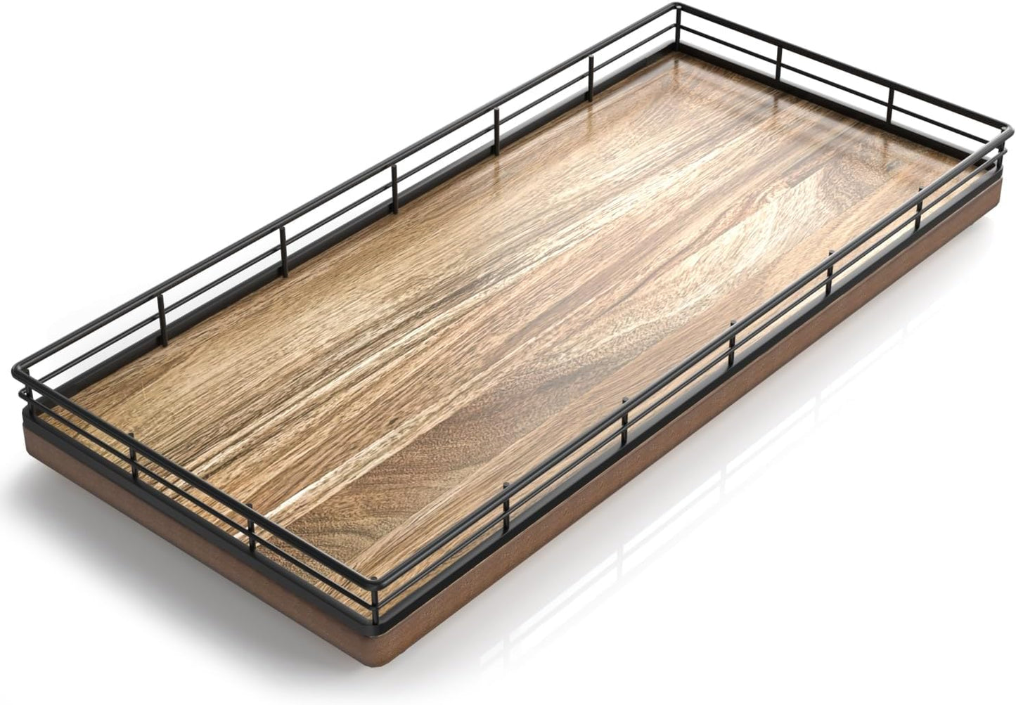 Bandeja acacia 13" para inodoro y tocador decoración