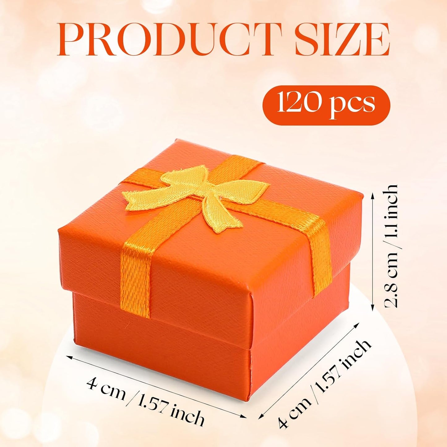 Set 120 Pzas Caja Regalo Anillos Cartón Lazo Cuadrado