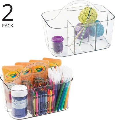 Organiz. plástico manualidades con asa pinceles lápices