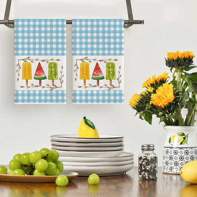 Juego de 2 toallas de cocina verano con sabor a frutas azul claro 18x26