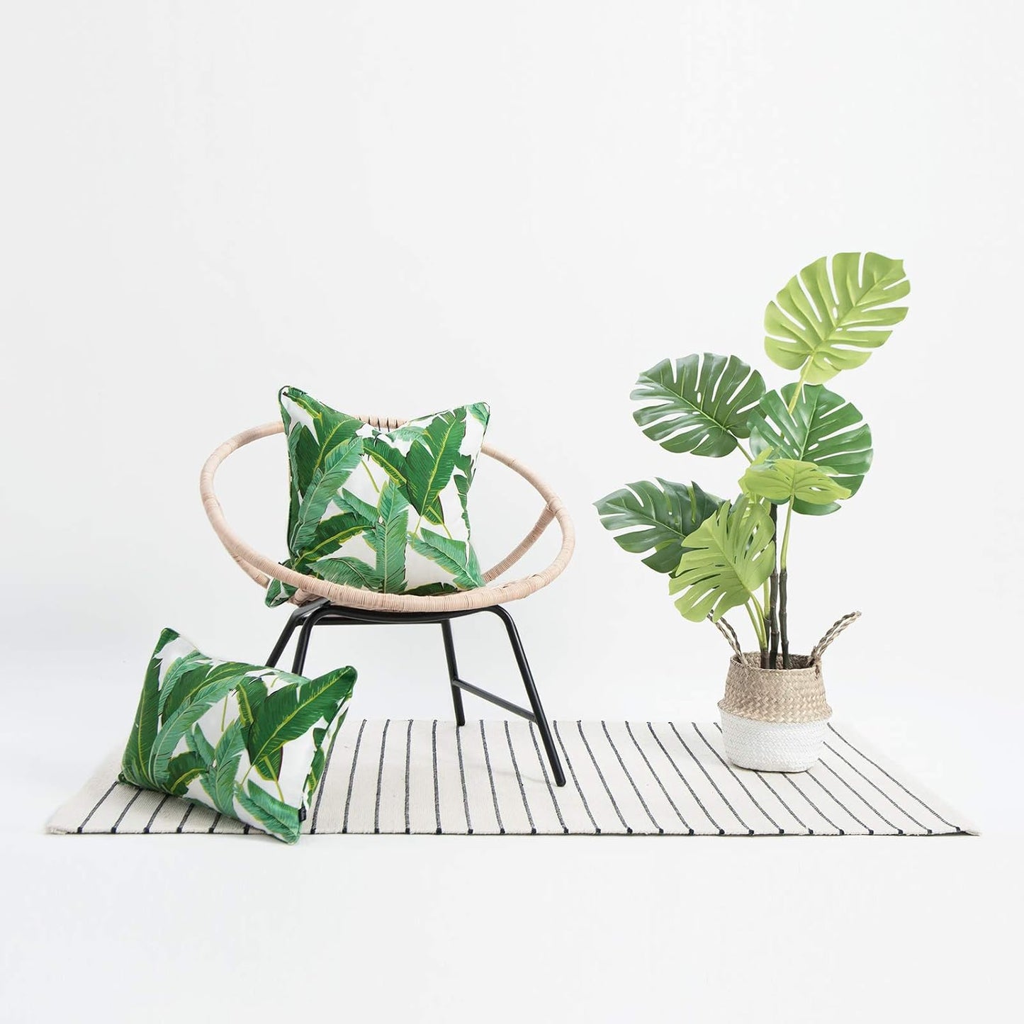 Funda almohada decorativa lona verde selva 18x18"