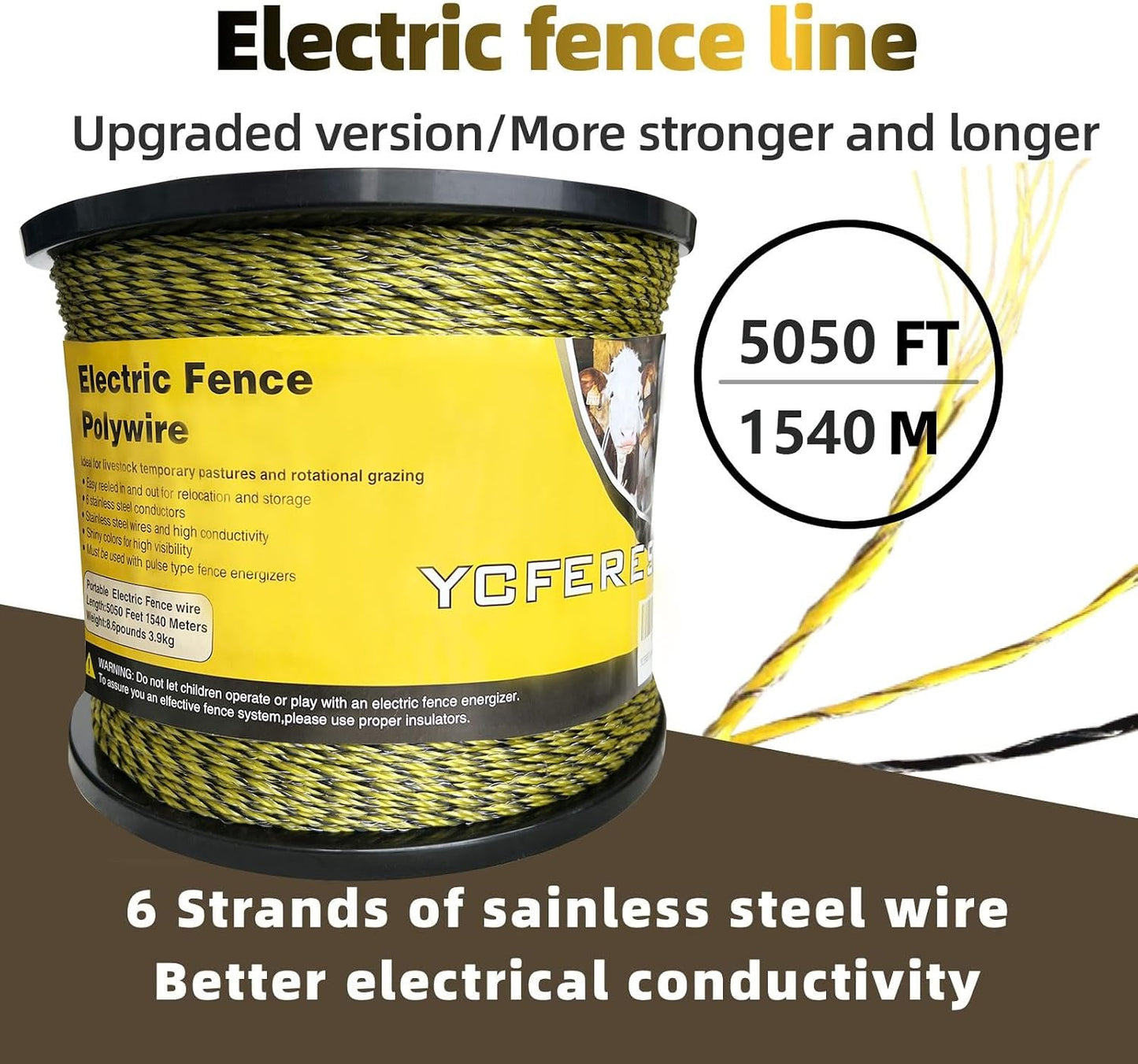Alambre polietileno valla eléctrica 1540m 6 hebras acero