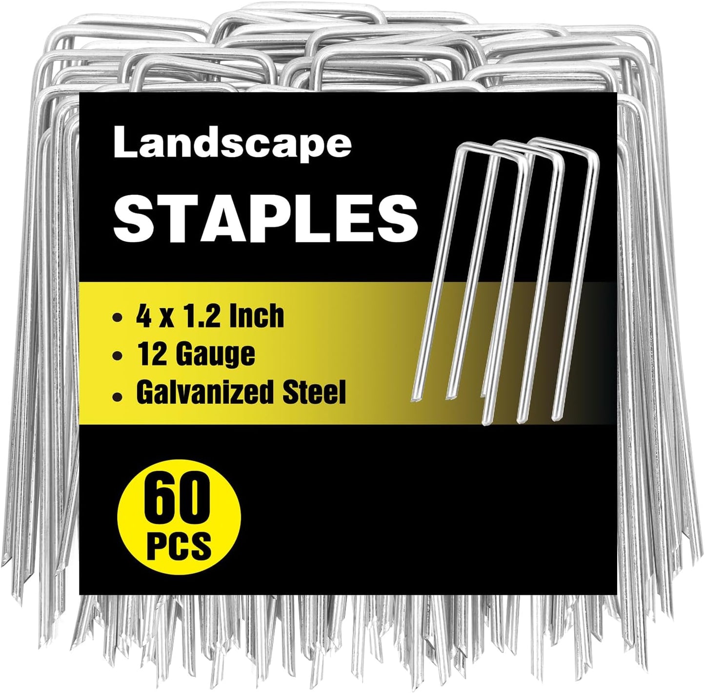 60 Grapas Paisaje 4pulg Calibre 12 Galvanizadas para Jardinería