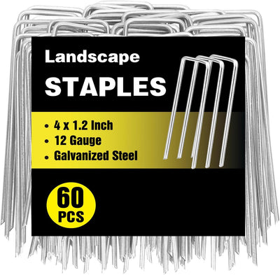 60 Grapas Paisaje 4pulg Calibre 12 Galvanizadas para Jardinería