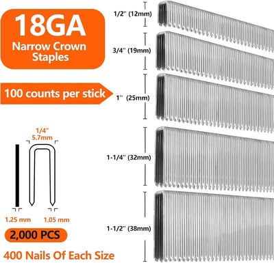 2000 Grapas Corona Estrecha 1/4-1 1/2pulg Biseladas Galvanizadas