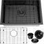 Fregadero cocina negro acero inox T304 23x16" con colador