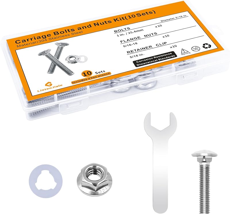 Kit tuercas y pernos acero inox 304 5/16-18x1 pulg