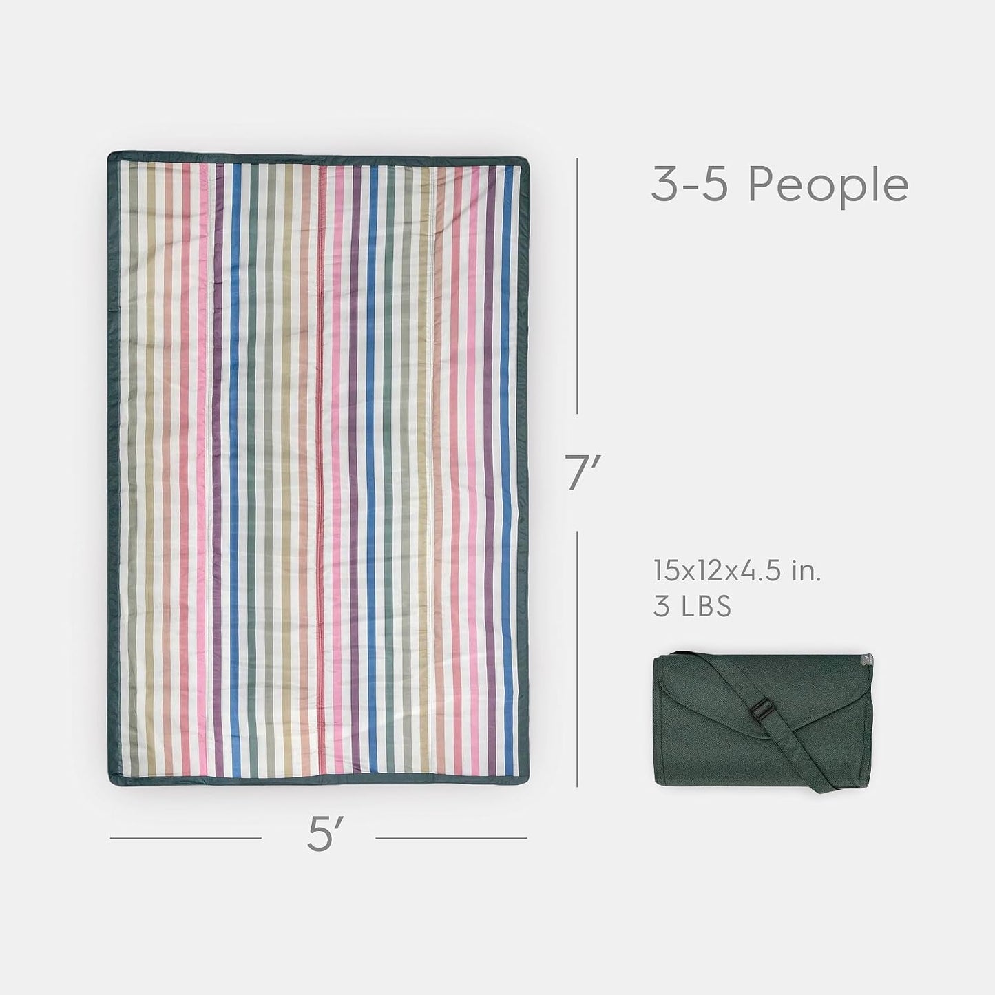 Manta rayas colores poliéster impermeable para niños 5x7ft