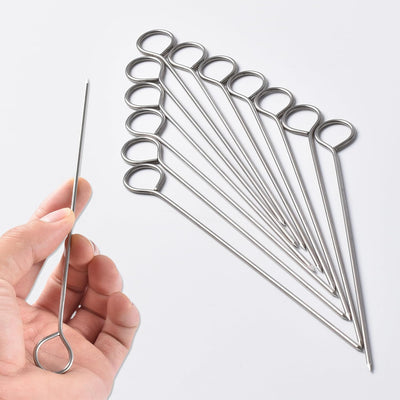 Brochetas acero inox 6pulg para pavos y aves 12pzas