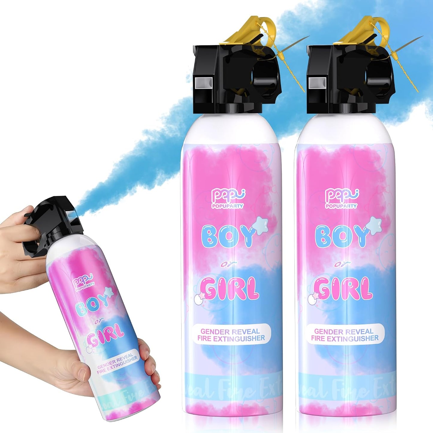 Pack 2 extintores revelación género azul biodegradable bebés