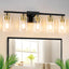 5 Luces Baño Accesorios Tocador 31pulg Vidrio Negro Dorado