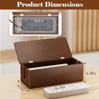 Caja organizadora cables 14.17pulg tapa magnética marrón