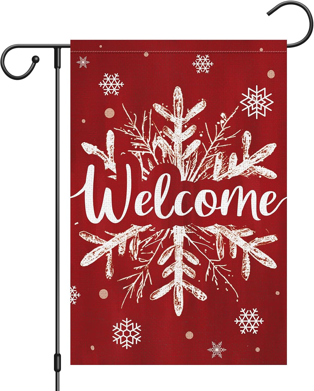 Bandera jardín navidad 12x18pulg doble cara copo nieve