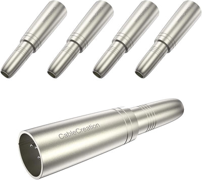 5 Pzas Adaptador XLR 3 pines macho a 1/4pulg hembra TRS plateado