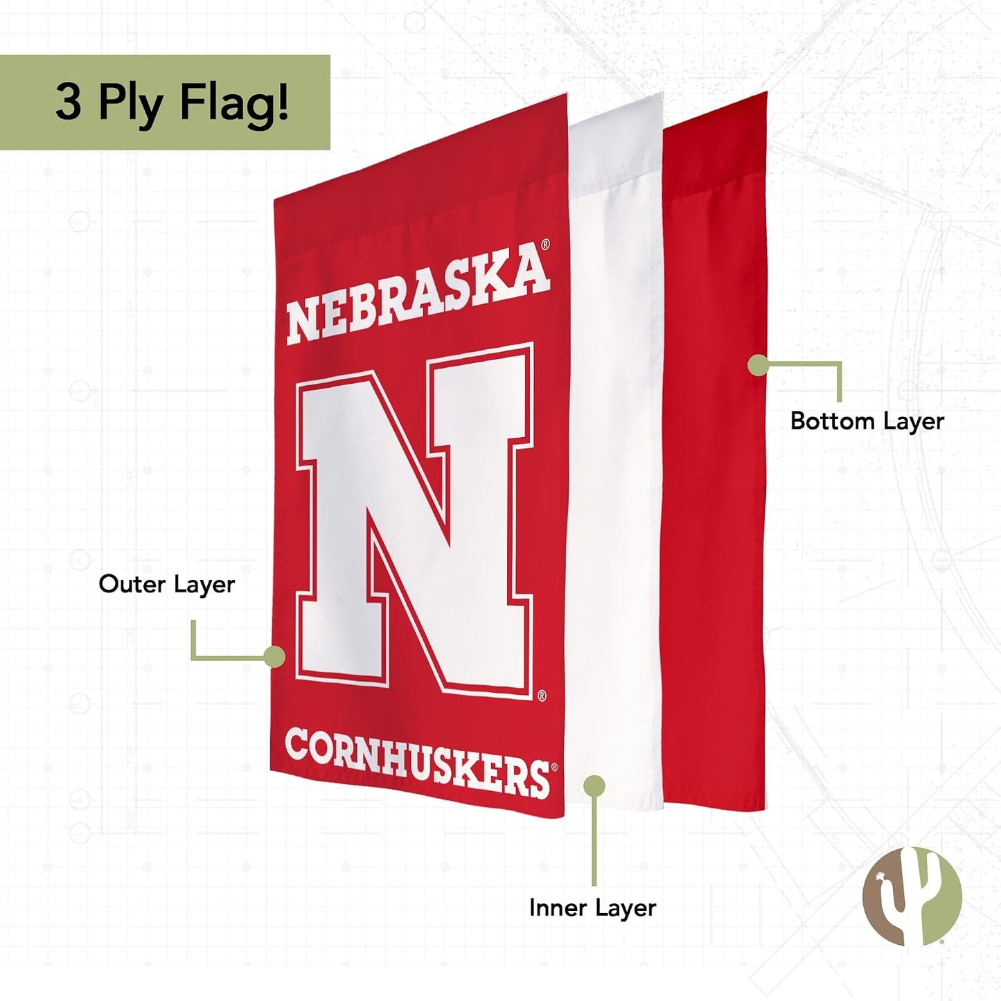 Bandera jardín UNL Cornhuskers 19x12pulg exterior