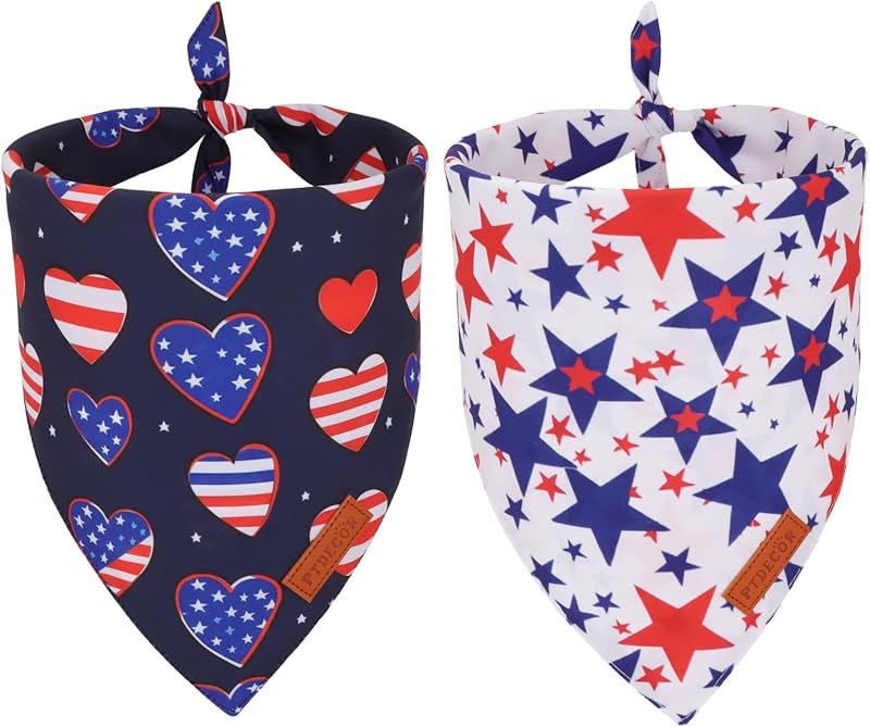 Bandana perro 4 de julio estrellas y bandera reversible grande