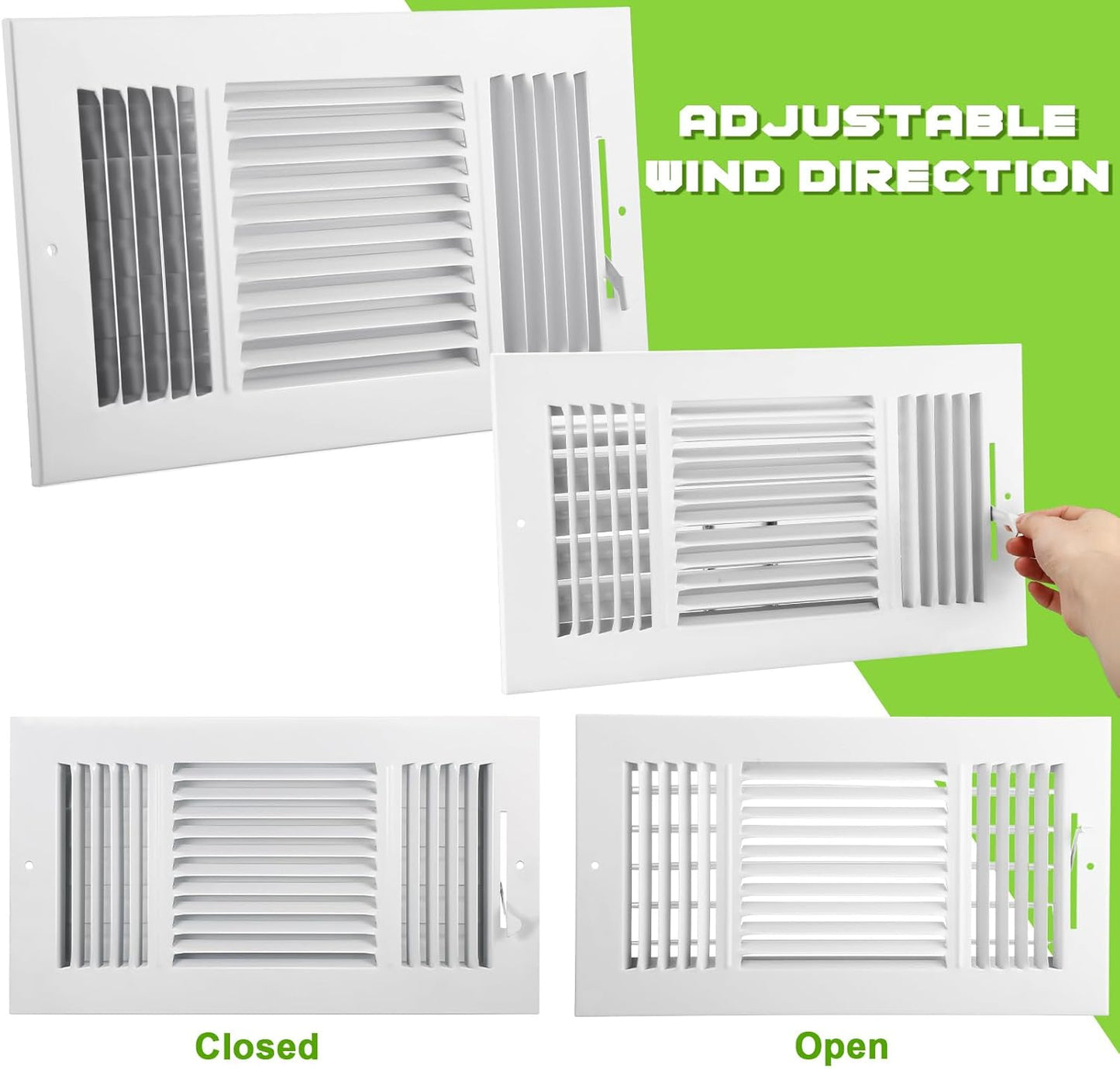2 Cubiertas Ventilación 12x6pulg Regulador Manual Blanco