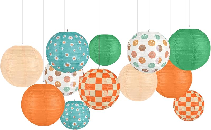 12 Linternas Papel 8pulg Estilo Bohemio Decoración Aula Fiesta