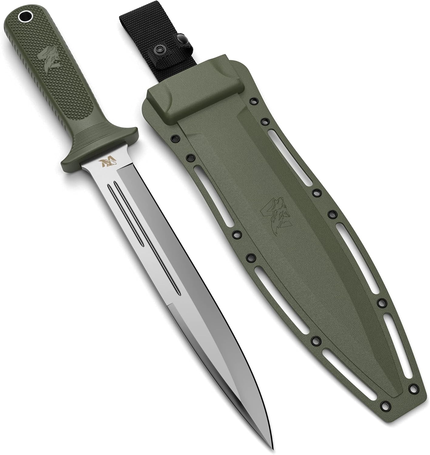 Cuchillo fijo D2 acero mango TPE caza supervivencia