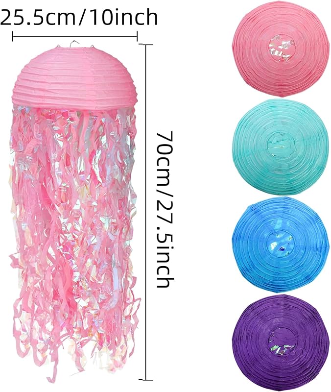 8 Linternas Medusas Colgantes Decoración Fiesta Bajo el Mar