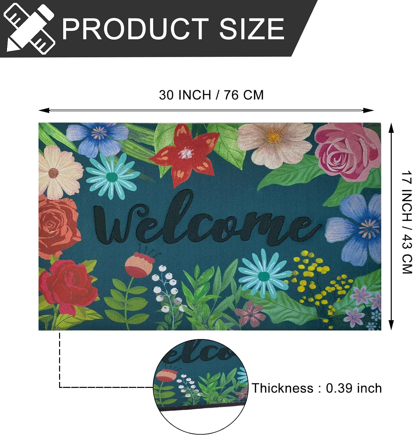 Tapete Bienvenida 17x30pulg para Puerta Exterior