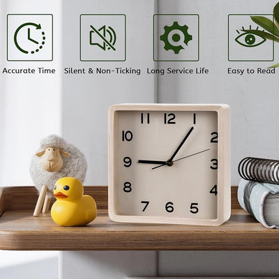 Reloj pared madera cuadrado silencioso 8pulg sin tictac moderno