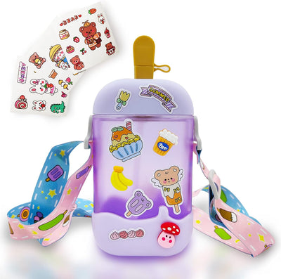 Botella agua Kawaii con helado 14oz correa ajustable sin BPA
