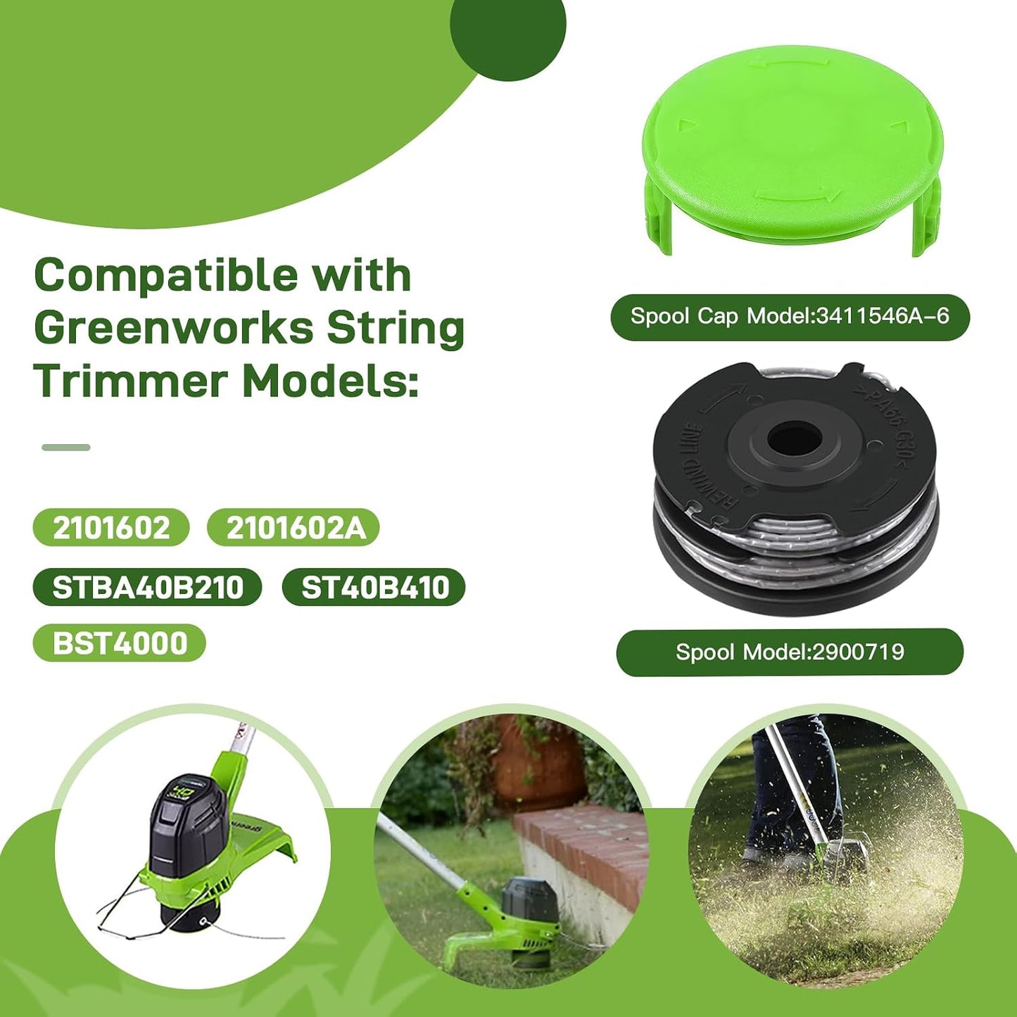 Carrete repuesto Greenworks doble línea 0.065"