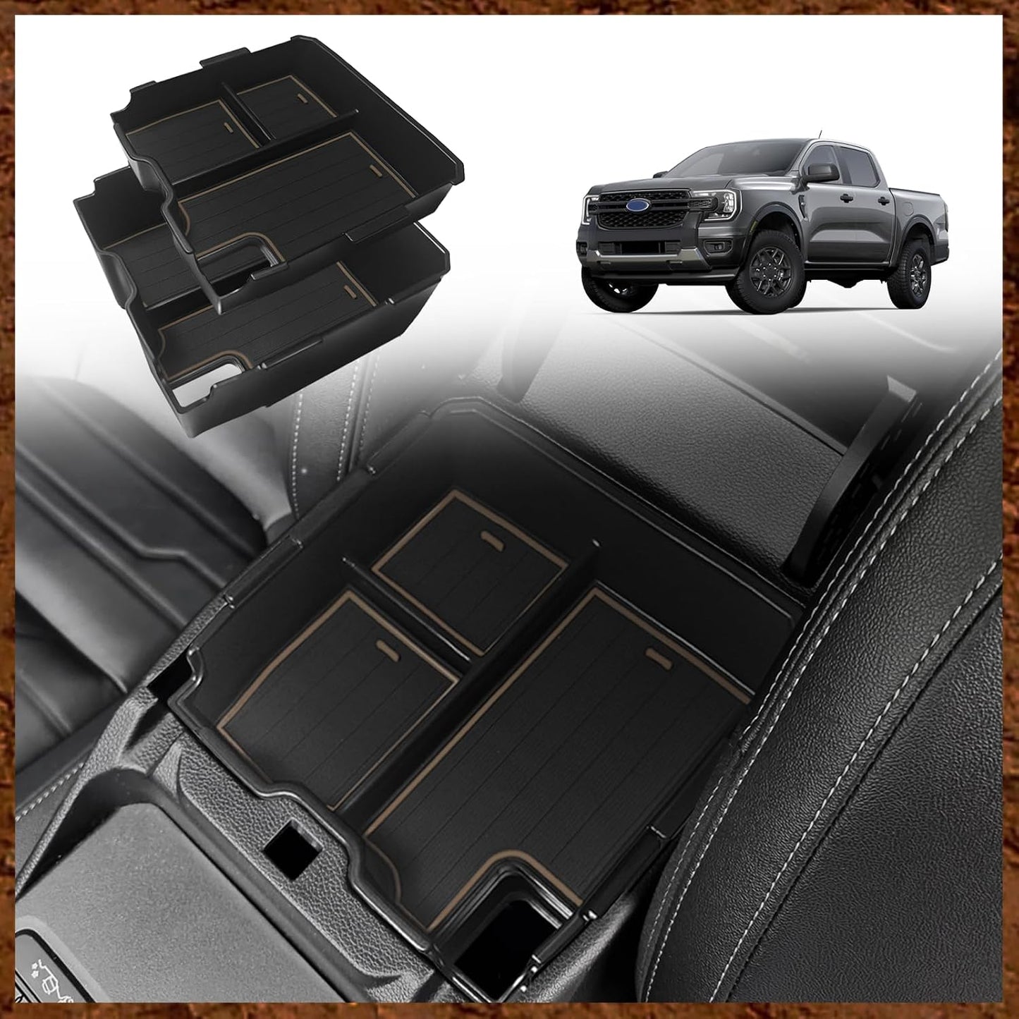 Organiz. consola Ford Ranger 2024-25 Raptor 2 capas