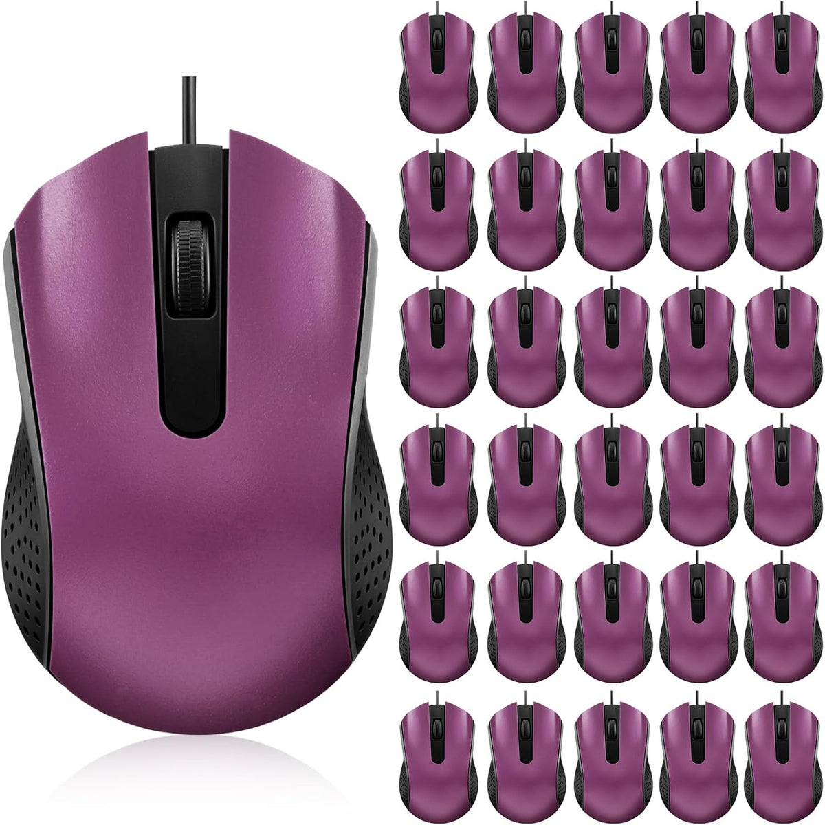 30 Mouse USB 3 Botones para PC Laptop Oficina Escuela Morado