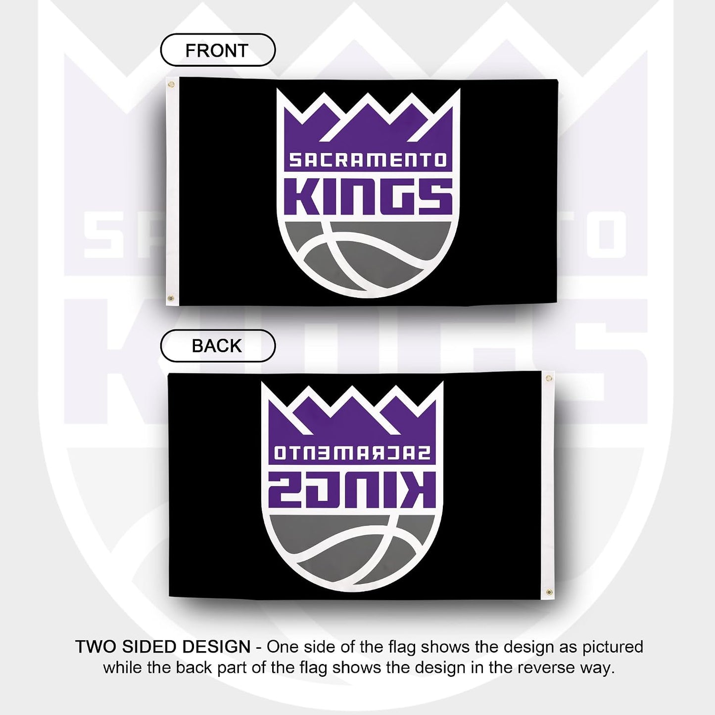 Bandera NBA Sacramento 3x5pies 100% poliéster