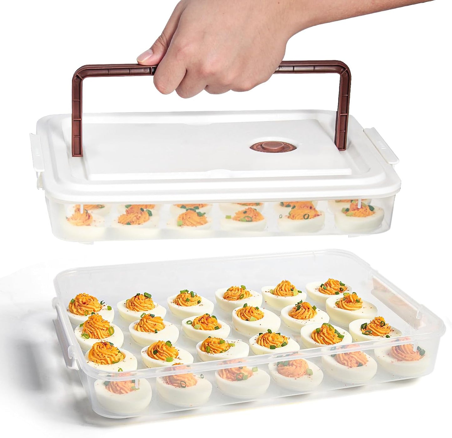 Set 2 bandejas huevos rellenos plástico transparente