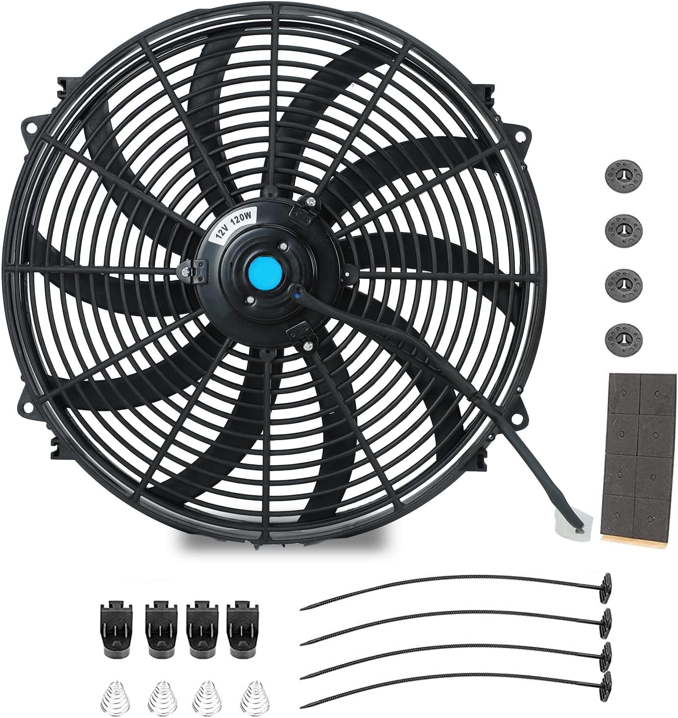 Ventilador eléctrico 16" 12V 120W con kit montaje