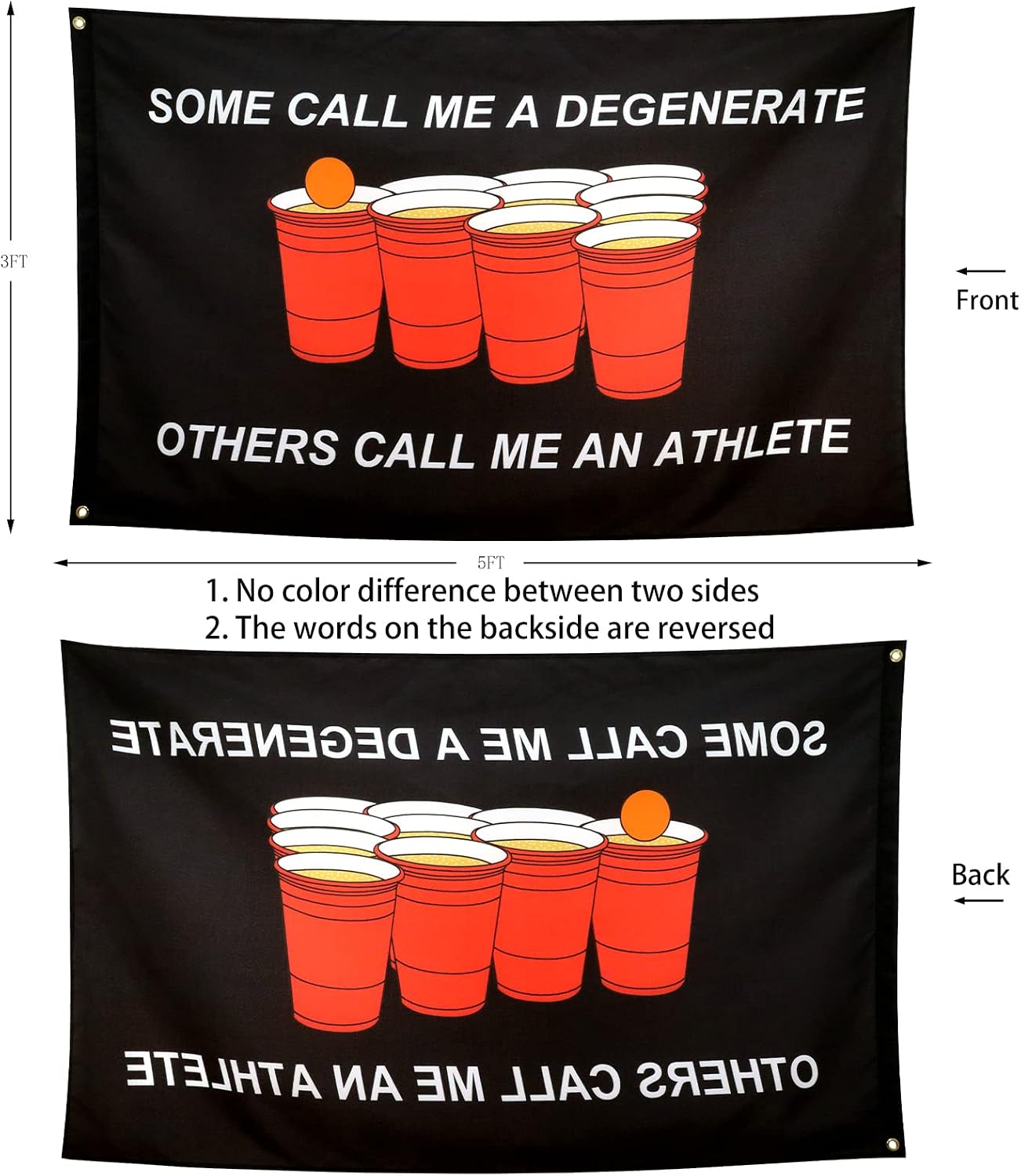 Banderas humorísticas para dormitorio universitario 3x5ft