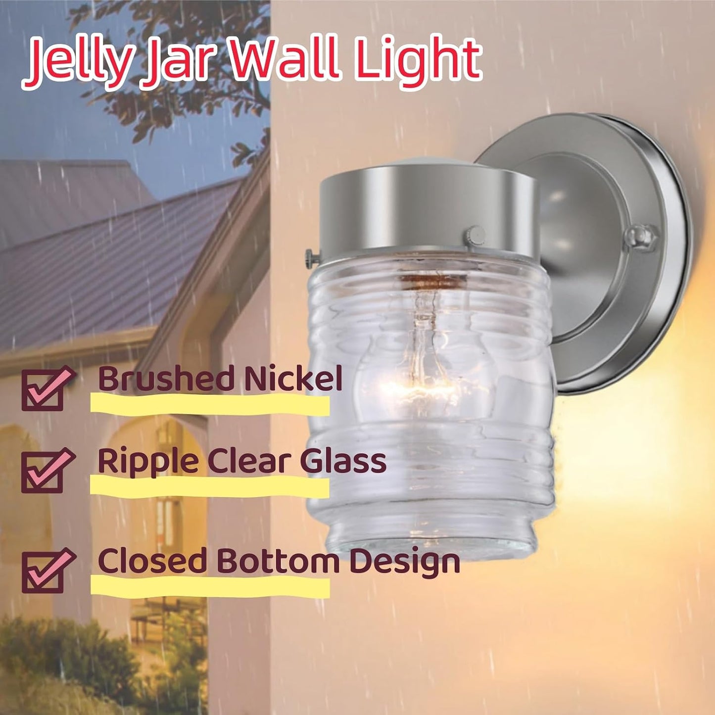 2 Lámparas Exteriores Níquel Cepillado Aplique E26 Impermeable