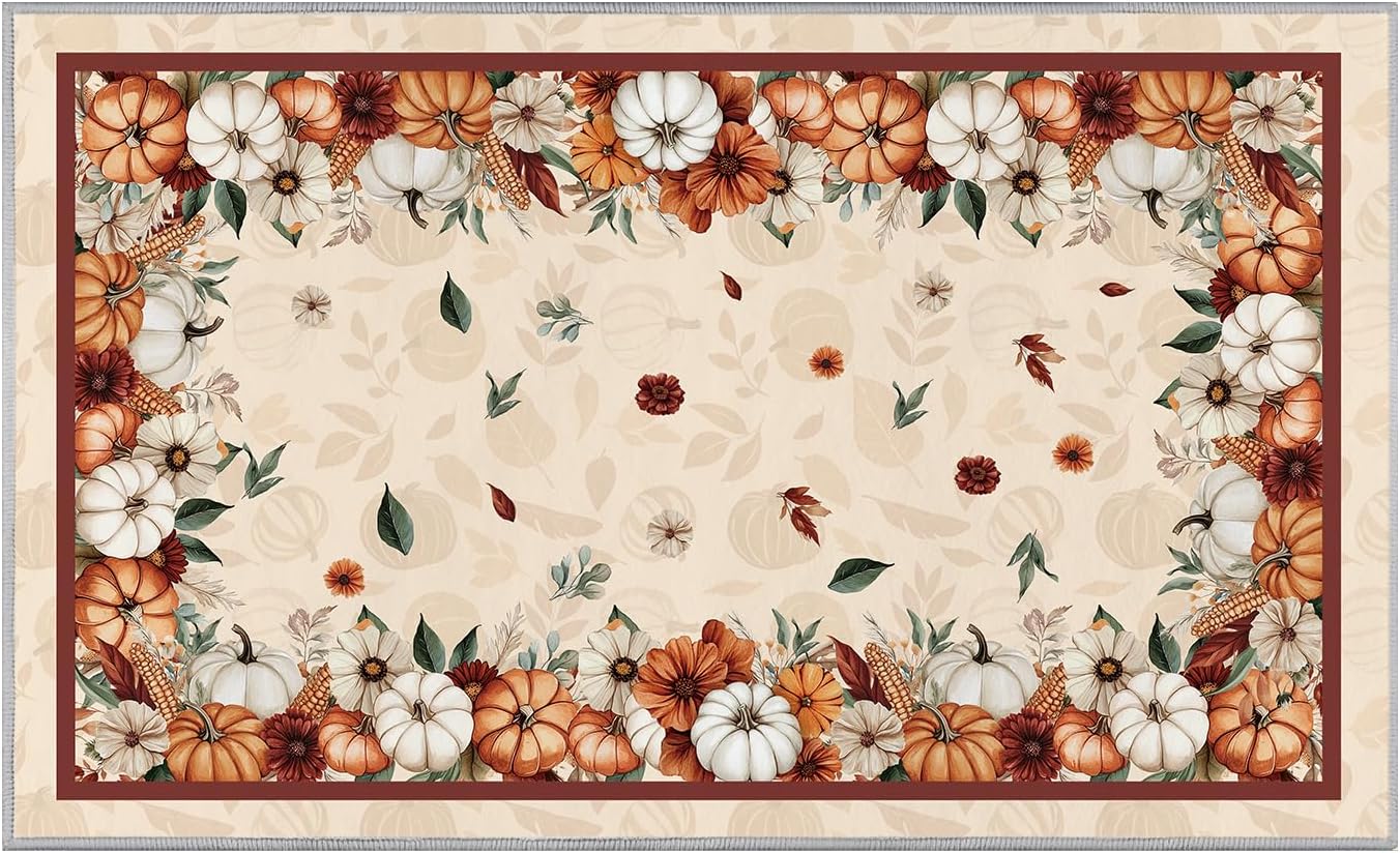 Alfombra otoño estampado calabazas antiderrap interior 3x